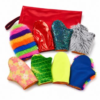 Set de guantes sensoriales para bebé con 8 texturas y bolsa de tela para guardarlos